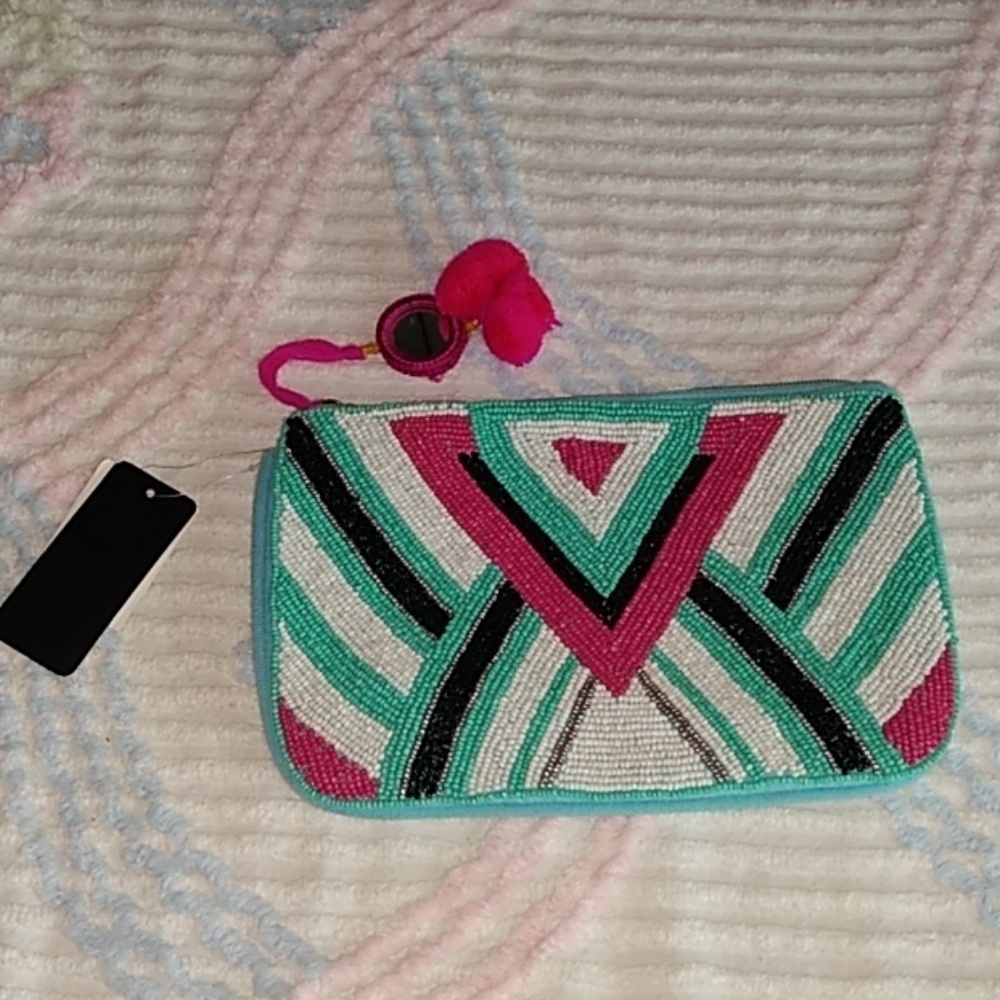 Cotton on beaded clutch with tassel